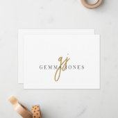 Name der Initials für das elitäre Script-Gold-Mono Mitteilungskarte (Vorderseite/Rückseite Beispiel)