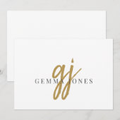 Name der Initials für das elitäre Script-Gold-Mono Mitteilungskarte (Vorne/Hinten)