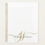 Name der Initials für das elitäre Script-Gold-Mono Planer<br><div class="desc">Eleganter Script Gold Monogram Initials Name Planner. Der schlichte,  moderne minimalistische Stil.</div>