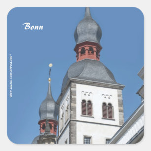 Name der Jesus Kirche in Bonn Quadratischer Aufkleber