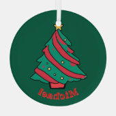 Name der Jungen | Grüner Weihnachtsbaum Ornament Aus Glas (Rückseite)