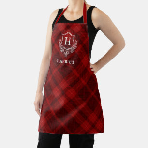 Name der Karierten roten Monogramm Schürze