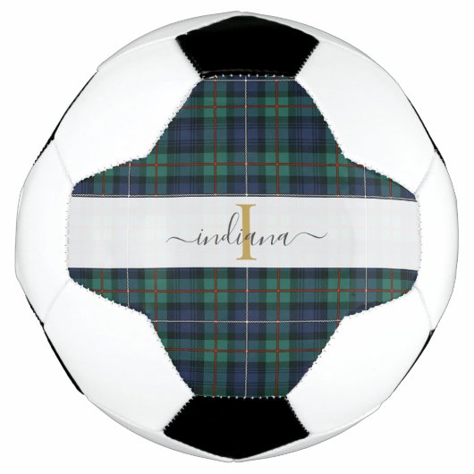 Name der karierten Tartan Monogramm Erstweiblichke Fußball (Vorderseite)