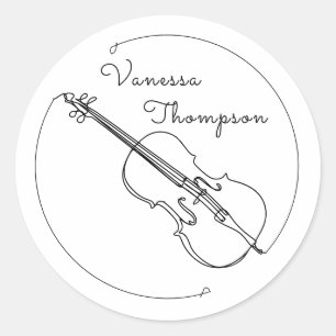 Name der klassischen Musik Geige Minimalistisch Runder Aufkleber