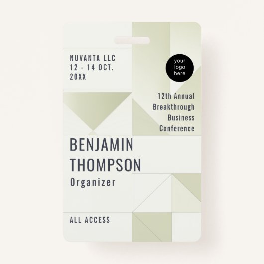 Name der Konferenz Business Corporate Name Ausweis (Vorderseite)
