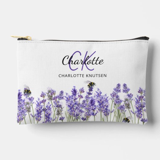 Name der Lavendel-Blume Zubehörtasche (Vorderseite)