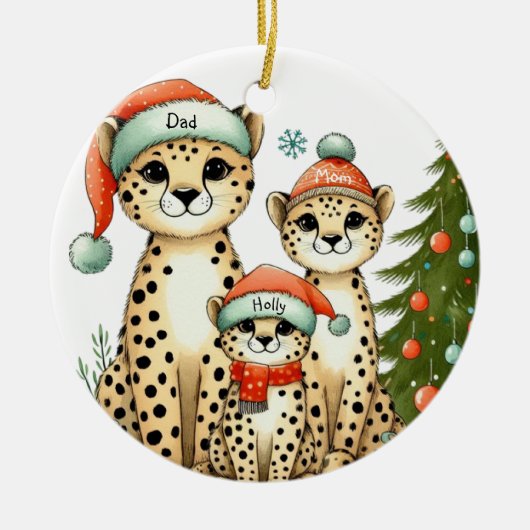 Name der Leopard-Familie Keramik Ornament (Vorne)