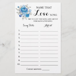 Name der Liebe Song Blue Blume Game Card Flyer