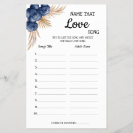 Name der Liebe Song Blue Flowers Dusche Game Card Flyer