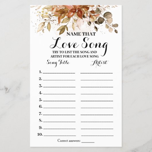 Name der Liebe Song Fall Eukalyptus Duschspiel Flyer (Vorne)