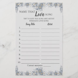Name der Liebe Song Gray Floral Game Card Flyer