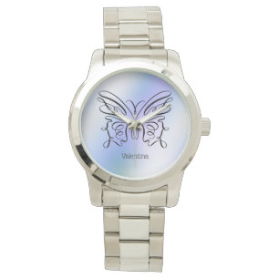 Name der lila blauen Holografie-Schmetterlingsmono Armbanduhr