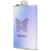 Name der lila blauen Holografie-Schmetterlingsmono Flachmann (Links)