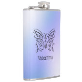 Name der lila blauen Holografie-Schmetterlingsmono Flachmann (Rechts)