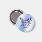 Name der lila blauen Holografie-Schmetterlingsmono Magnet (Vorderseite/Rückseite)