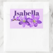 Name der lila Hepatica-Blumen Rechteckiger Aufkleber (Tasche)