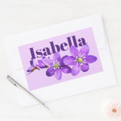 Name der lila Hepatica-Blumen Rechteckiger Aufkleber (Umschlag)