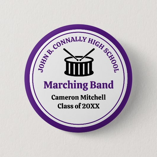 Name der lila High School Marching Band Button (Vorderseite)