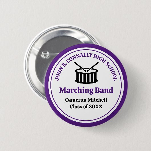 Name der lila High School Marching Band Button (Vorne & Hinten)