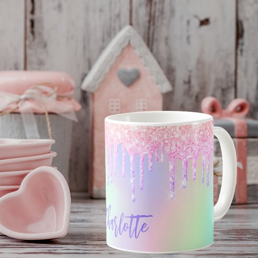 Name der lila holografisch rosa Tropfen Kaffeetasse