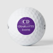 Name der lila Monogramm-Initialen Golfball (Vorderseite)