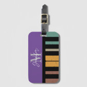 Name der lila Piano-Monogramm Personalisiert Gepäckanhänger (Vorderseite Vertikal)