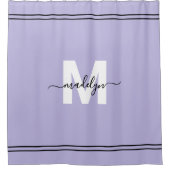 Name der lila Skriptmonogramm Duschvorhang (Vorderseite)