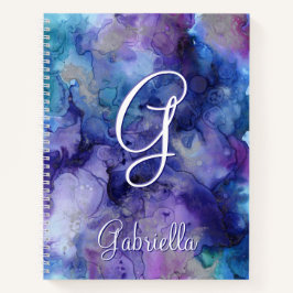 Name der lila und blauen Wasserfarbe Notizblock