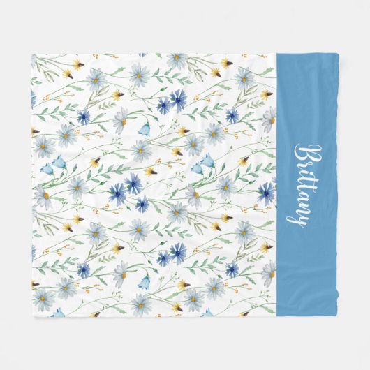 Name der Lila Wasserfarbe Blau Wildblume Fleecedecke (Vorderseite (Horizontal))