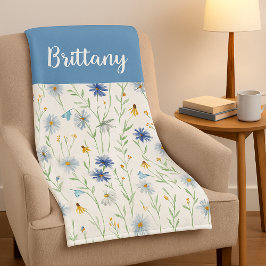 Name der Lila Wasserfarbe Blau Wildblume Fleecedecke