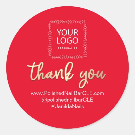 Name der Logofirma Danke, dass Sie Gold Red einkau Runder Aufkleber (Vorderseite)