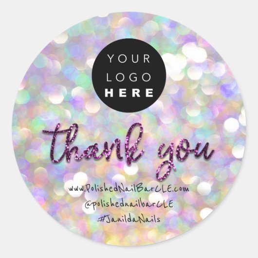 Name der Logofirma Danke ShoppingHolographPurpl Runder Aufkleber (Vorderseite)