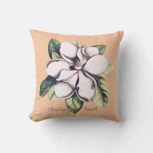 Name der Magnolia-Blume Monogramm Kissen