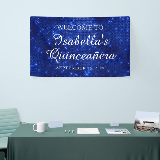 Name der Marine Blue Sparkling Quinceañera Banner (Messeveranstaltung)