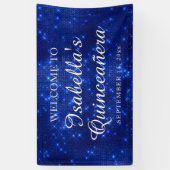 Name der Marine Blue Sparkling Quinceañera Banner (Vertikal)