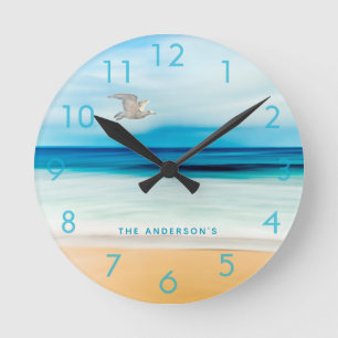 Name der Meeresfamilie Beach Sea Runde Wanduhr