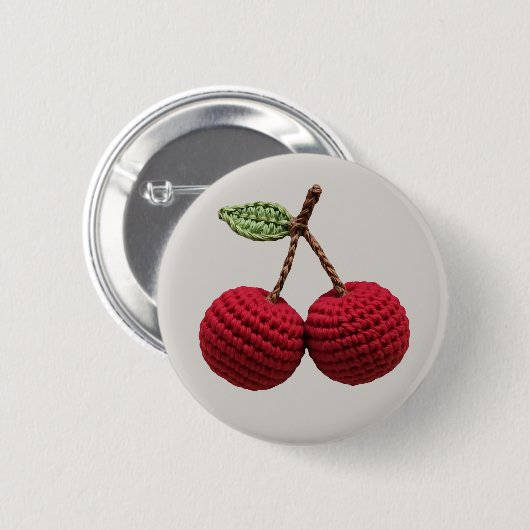 Name der Minimalistischen Girly Crochet Red Cherry Button (Vorne & Hinten)