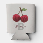 Name der Minimalistischen Girly Crochet Red Cherry Dosenkühler (Rückseite)