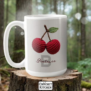 Name der Minimalistischen Girly Crochet Red Cherry Kaffeetasse