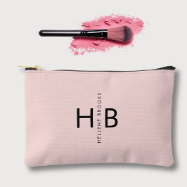 Name der Minimalistischen Girly Pink & Initial Mon Zubehörtasche
