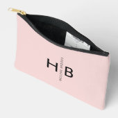 Name der Minimalistischen Girly Pink & Initial Mon Zubehörtasche (Offen)