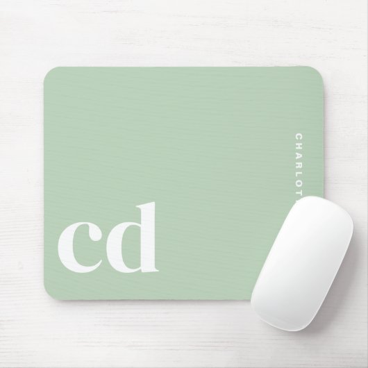 Name der Minimalistischen hellgrünen Monogramm Mousepad (Mit Mouse)