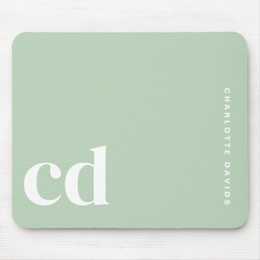 Name der Minimalistischen hellgrünen Monogramm Mousepad (Vorne)