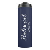 Name der Minimalistischen Marine Blue Bridesmaid Thermosbecher (Vorderseite)
