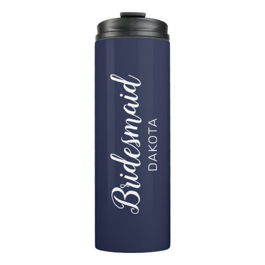 Name der Minimalistischen Marine Blue Bridesmaid Thermosbecher (Vorderseite)