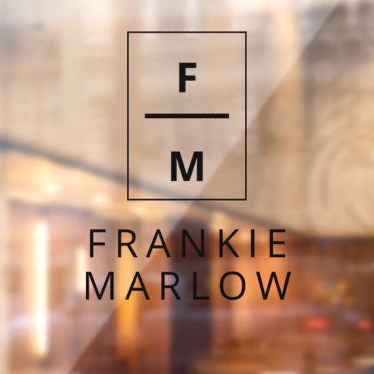 Name der Minimalistischen modernen KMU-Monogrammbe Fensteraufkleber (Blatt 2)