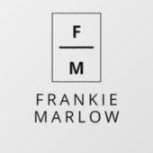 Name der Minimalistischen modernen KMU-Monogrammbe Fensteraufkleber (Blatt)