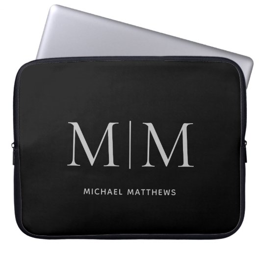 Name der Minimalistischen schwarzen Maskuline Laptopschutzhülle (Vorderseite)