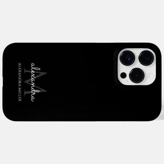 Name der Minimalistischen Schwarzweiß-Monogramm Case-Mate iPhone Hülle (Rückseite (Horizontal))