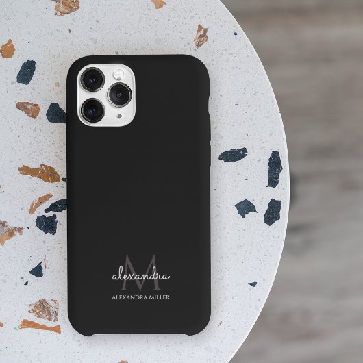 Name der Minimalistischen Schwarzweiß-Monogramm Case-Mate iPhone Hülle